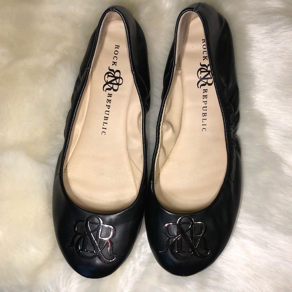 Rock & Republic, Monogram Logo Ballet Flats